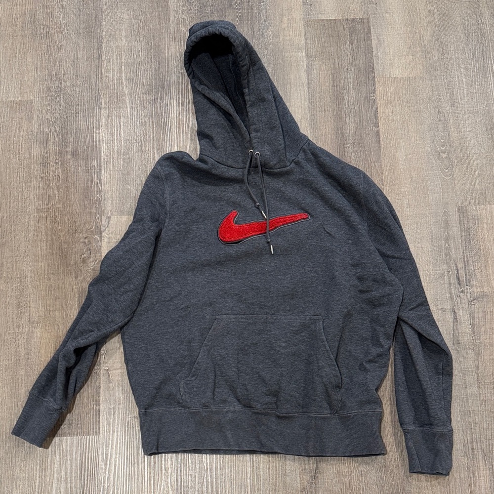 Nike Dark Gray Hoodie with Red Swoosh